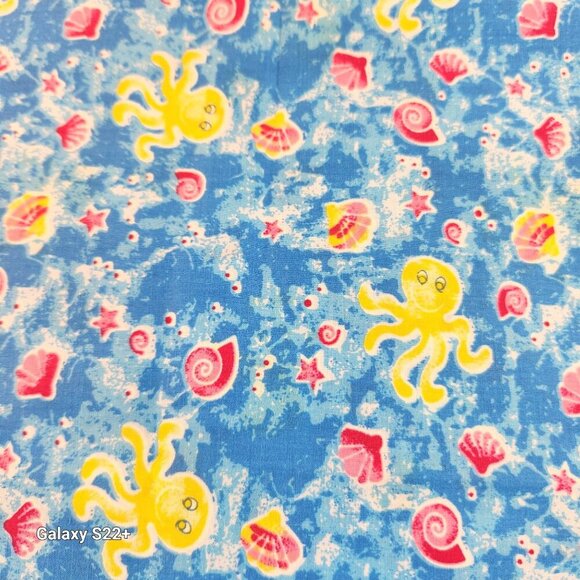 Ocean Octopus Sea Life Cotton Fabric  With Coordinating Border Fabric over 4 yd - Picture 8 of 10